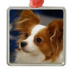 Cute Papillon Dog Metal Ornament