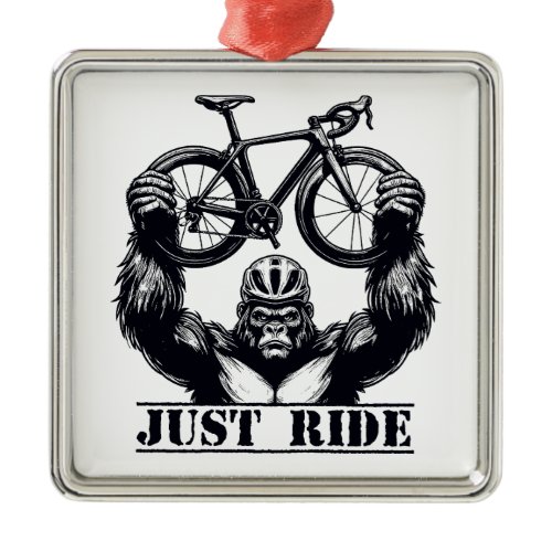 Cycling Just Ride Gorilla Metal Ornament