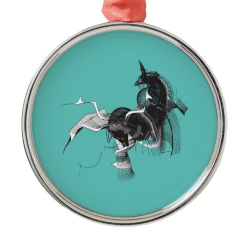 Digital Unicorn Metal Ornament