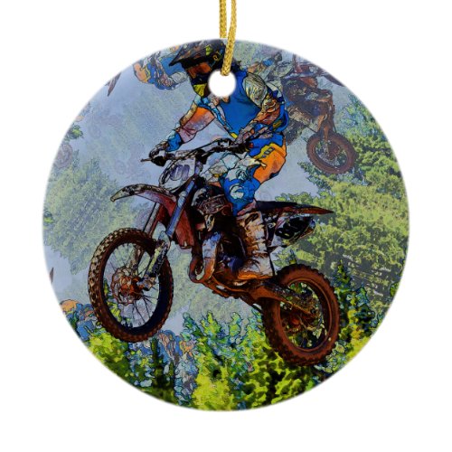 Dirt-Biking Fools- Motocross Racers  Ceramic Ornament