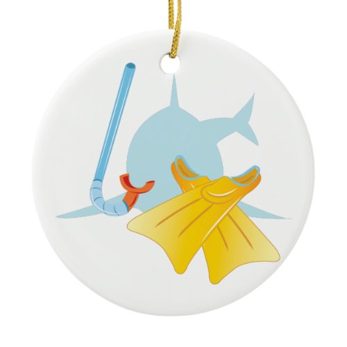 Dive Shark Ceramic Ornament