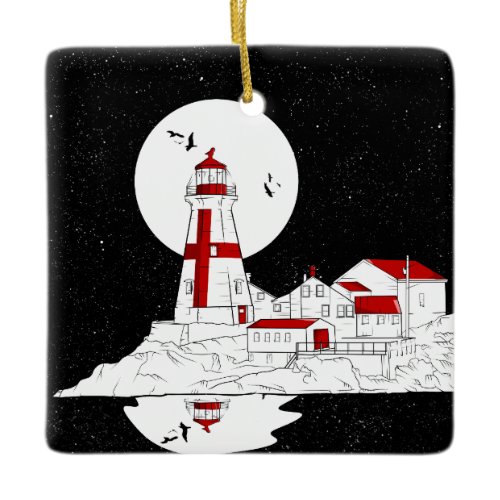 East Quoddy Head Lighthouse flat Ceramic Ornament