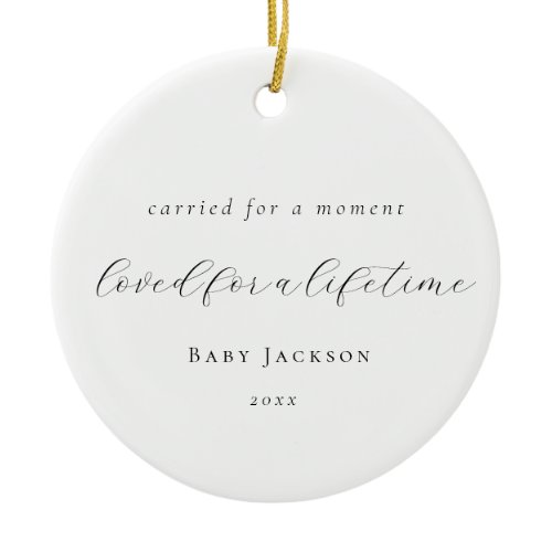 Elegant Calligraphy Baby Loss Memorial  Ceramic Ornament