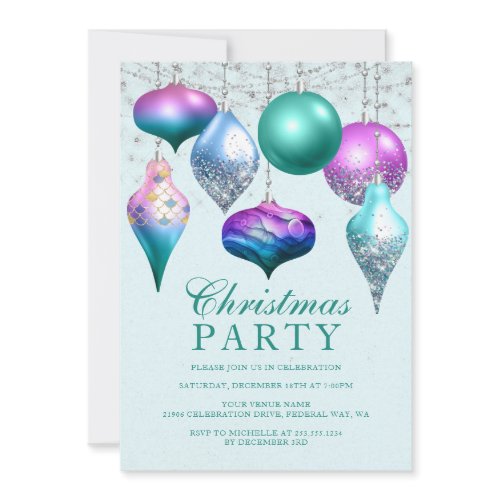 Elegant Mermaid Ornament Christmas Party Invitation