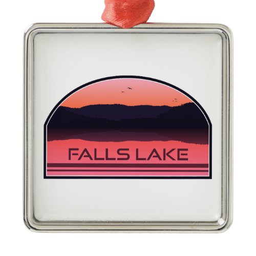 Falls Lake North Carolina Red Sunrise Metal Ornament
