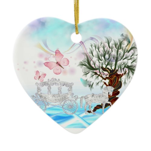 Fantasy Crystal Horse Carriage Ceramic Ornament