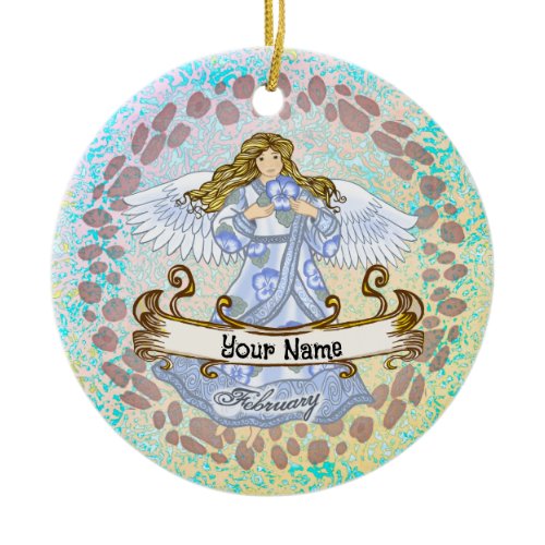 February Birthday Angel Ceramic Ornament