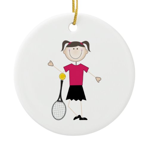 Female Tennis Player Ceramic Ornament