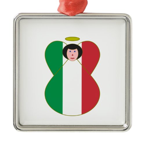 Flag of Italy Angel Metal Ornament