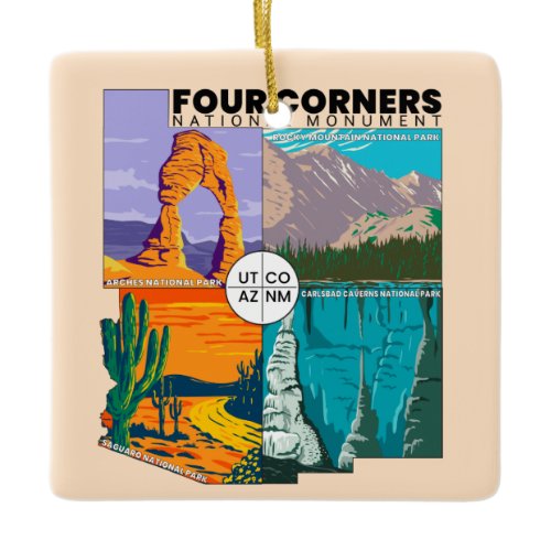 Four Corners National Monument with National Parks Ceramic Ornament
