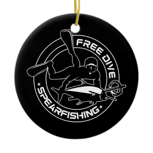 Free Dive Spearfishing Fishing Hunting Ceramic Ornament