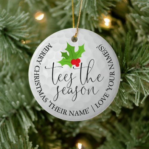 Fun Golfer Christmas Golf Gift Tees The Season  Ceramic Ornament
