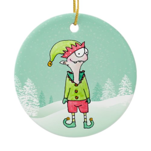 Funny Christmas Elf Ornament