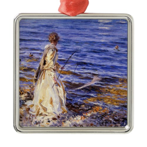 Girl Fishing (by John Singer Sargent) Metal Ornament