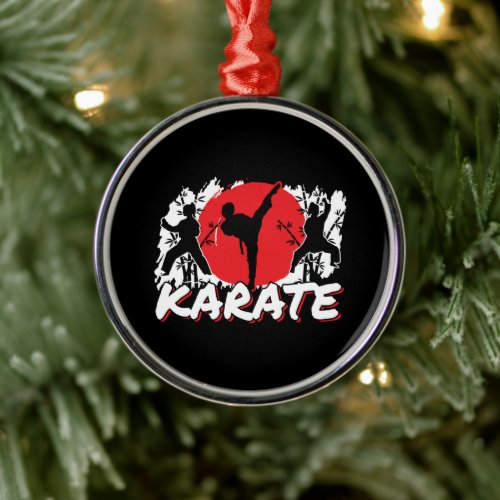 Girls Karate - Patriotic Japan Japanese Theme Metal Ornament