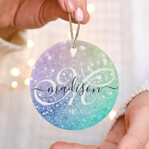 Glitter Bokeh Glamorous Elegant Ceramic Ornament