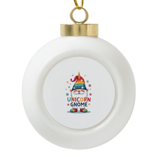 Gnome Unicorn Shirt Family Matching Group Christma Ceramic Ball Christmas Ornament