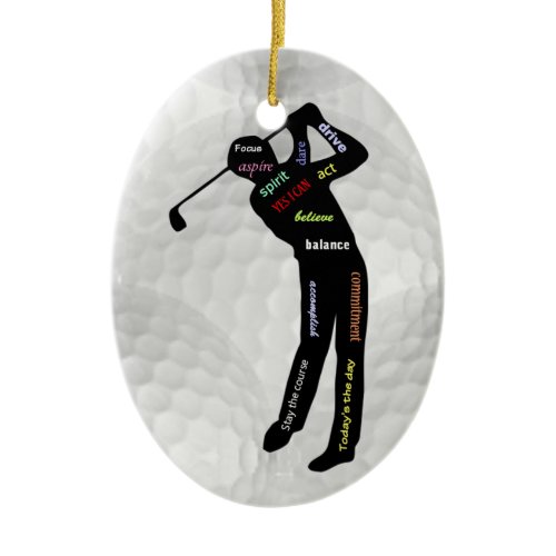 Golf Balls and Golfing Motivational Words Ceramic  Ornament