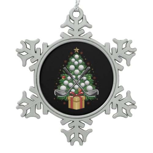 Golf Equipment Christmas Tree Christmas Golf Snowflake Pewter Christmas Ornament