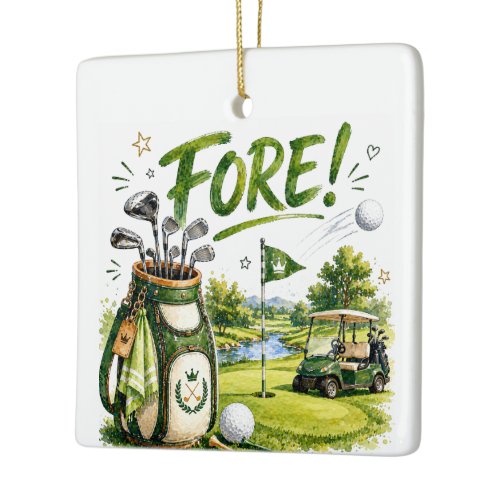 Golf FORE funny home decor for Golfer  Ceramic Ornament