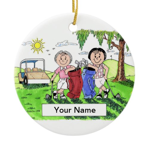 Golfing Buddies - Female &amp; Female Ceramic Ornament