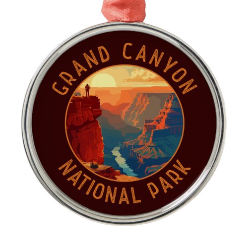 Grand Canyon National Park Retro Distressed Circle Metal Ornament