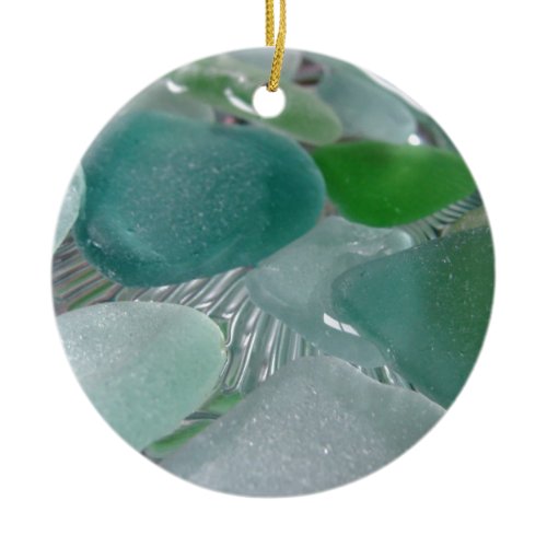 Green Vibrations Green Sea Glass Ceramic Ornament
