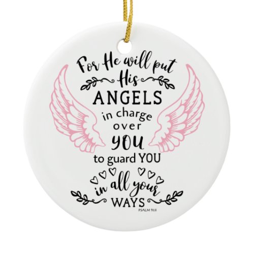 Guardian Angel Psalm 91:11 Bible Scripture Verse Ceramic Ornament