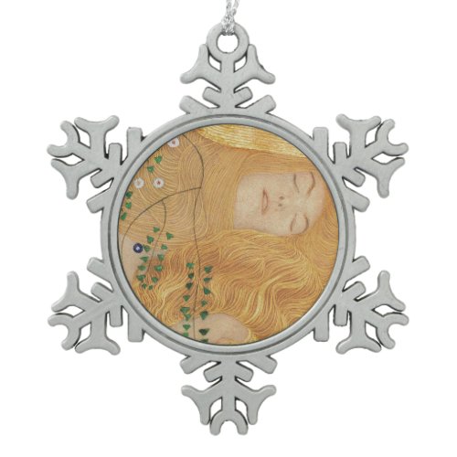 Gustav Klimt | Detail of Water Serpents I Snowflake Pewter Christmas Ornament