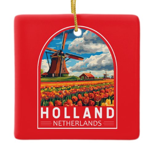 Holland Netherlands Travel Art Vintage Ceramic Ornament