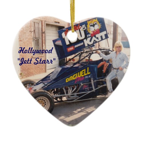 Hollywood Jett Starr with his Dirt Car Ceramic Ornament