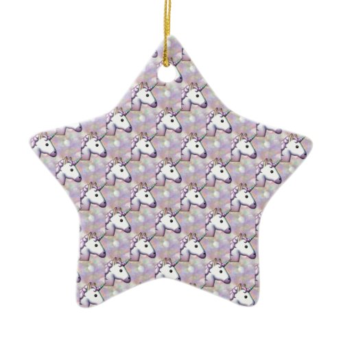 hologram unicorn emoji ceramic ornament