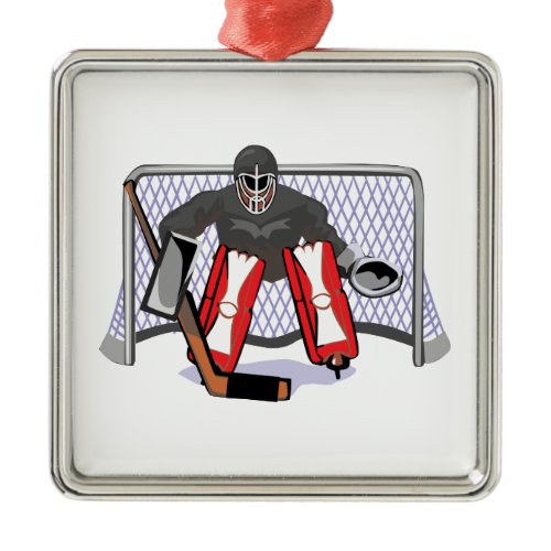 ice hockey goalie realistic vector illustration metal ornament