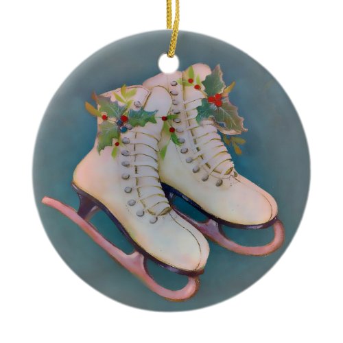 Ice Skates Ceramic Ornament