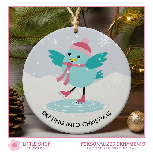 Ice Skating Customizable Photo Ceramic Ornament