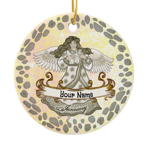 January Birthday Angel Ceramic Ornament