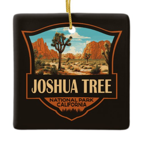Joshua Tree National Park Illustration Retro Ceramic Ornament