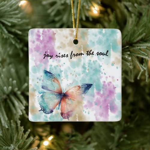 Joy Rises from the Soul Butterfly Abstract Ceramic Ornament
