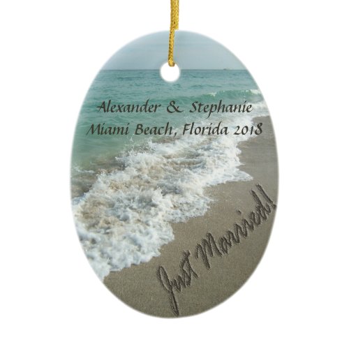 Just Married Ocean Surf Ornament