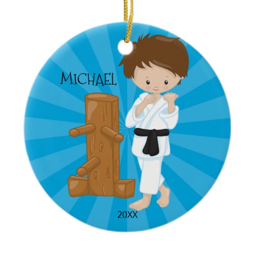 Karate Boy Personalized Christmas Ornament