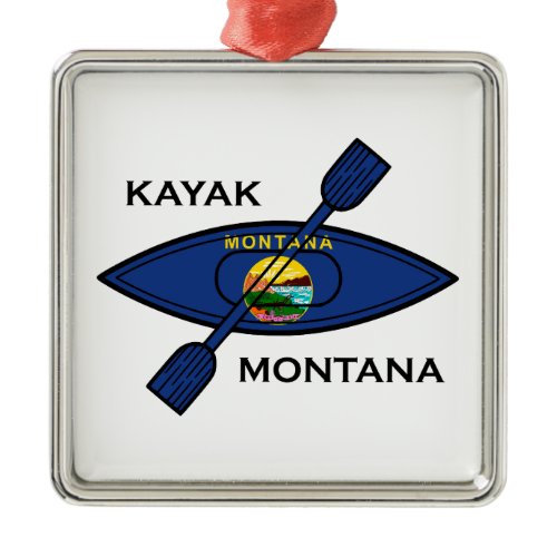 Kayak Montana Flag Metal Ornament