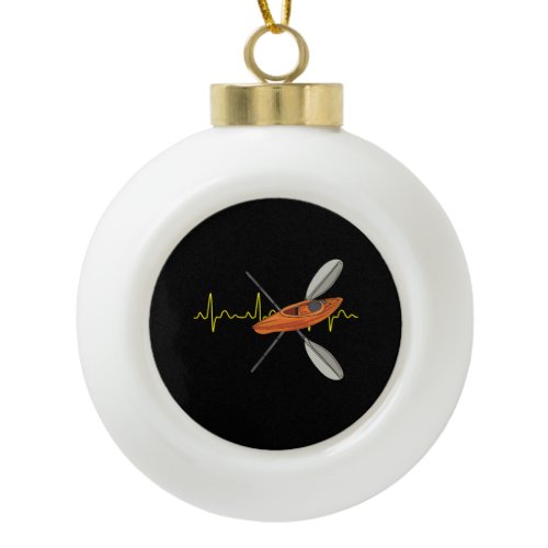 Kayaking Canoeing Ceramic Ball Christmas Ornament