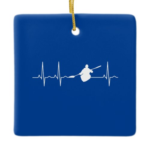 Kayaking Heartbeat Ceramic Ornament