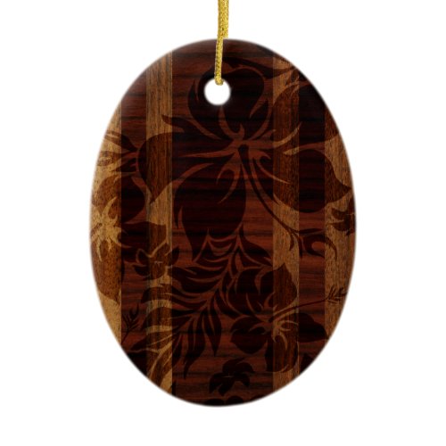 Keokea Beach Faux Wood Surfboard Ceramic Ornament