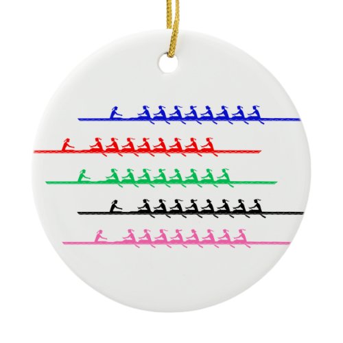 Ladies Crew Race Rowers Rowing - Up to Five Boats Ceramic Ornament