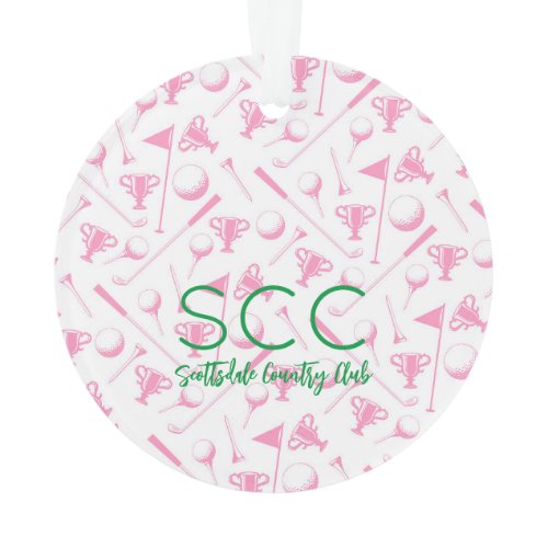 Ladies Golf Pink White CUSTOM Award Event Favor Ornament