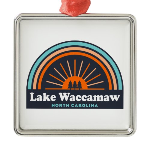 Lake Waccamaw North Carolina Rainbow Metal Ornament