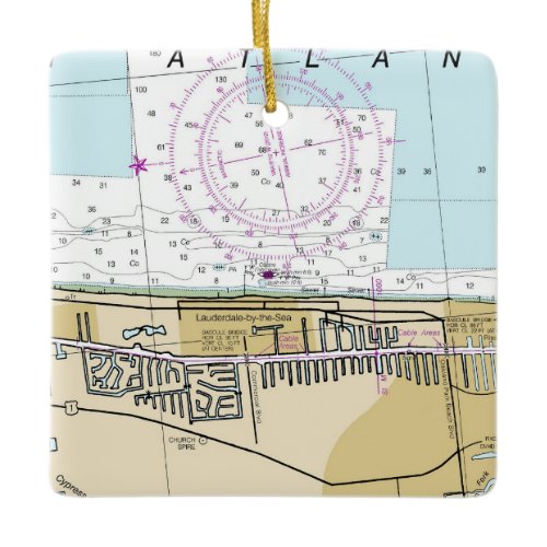 Lauderdale By The Sea Nautical Chart Ceramic Ornament