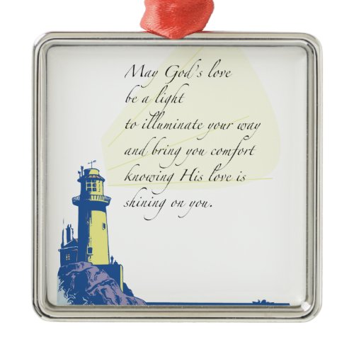 Lighthouse Blessings Prayer Metal Ornament