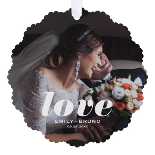 Love Overlay Custom Photo &amp; Names  Ornament Card